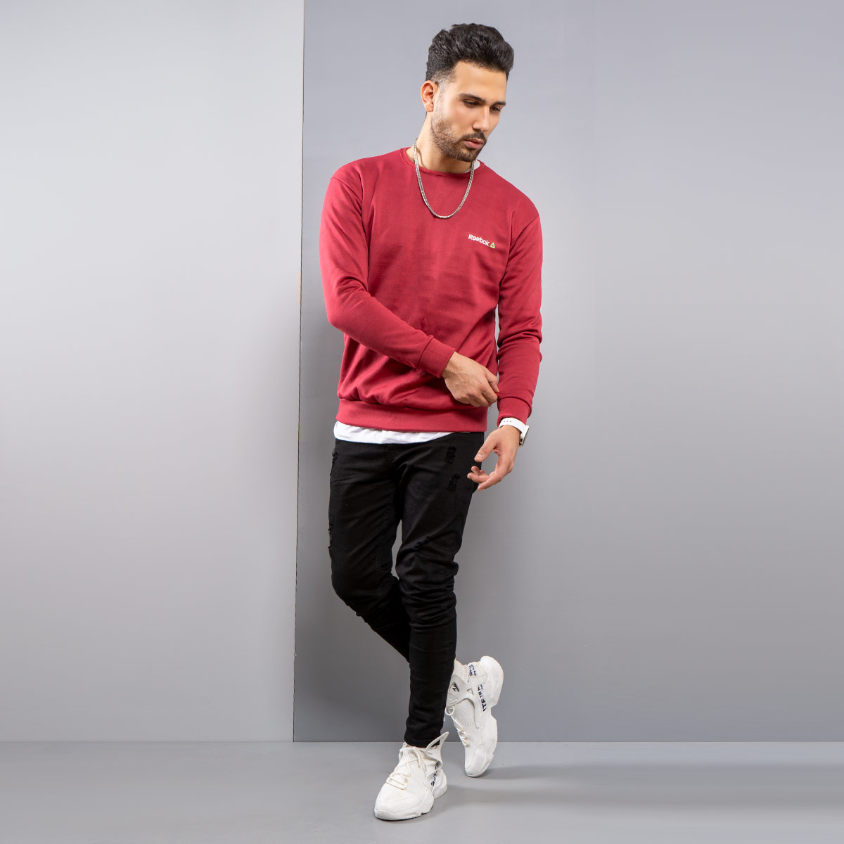 پلیور تو کرکی مردانه زرشکی مدل Zaniar