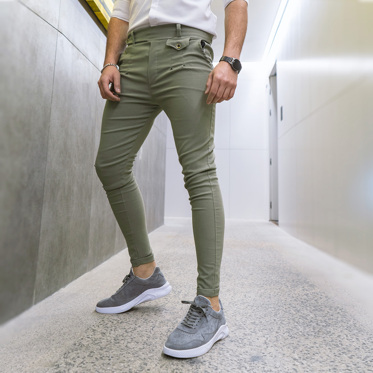 شلوار مردانه سبز مدل Aflak