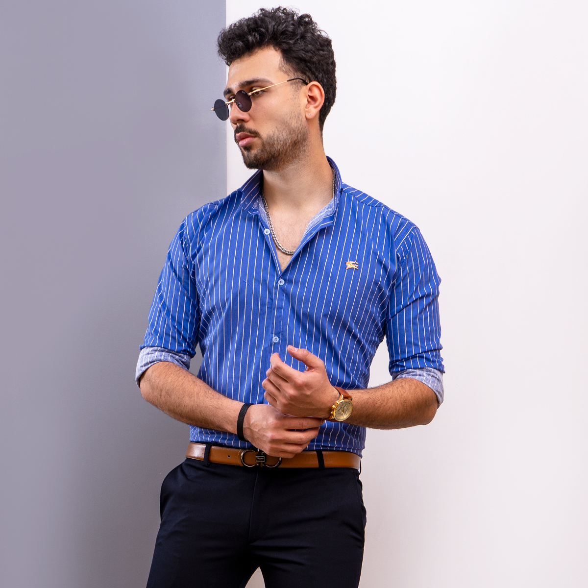 پيراهن مردانه رنگ آبي مدل Nelson