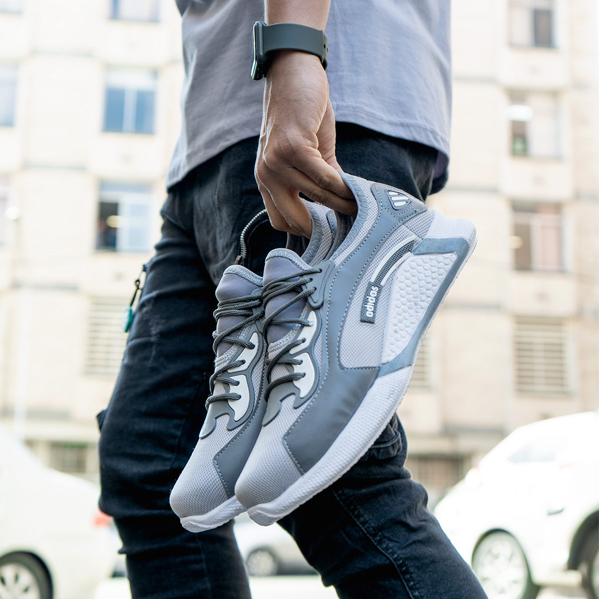 کفش ورزشی مردانه adidas طوسی مدل Broks