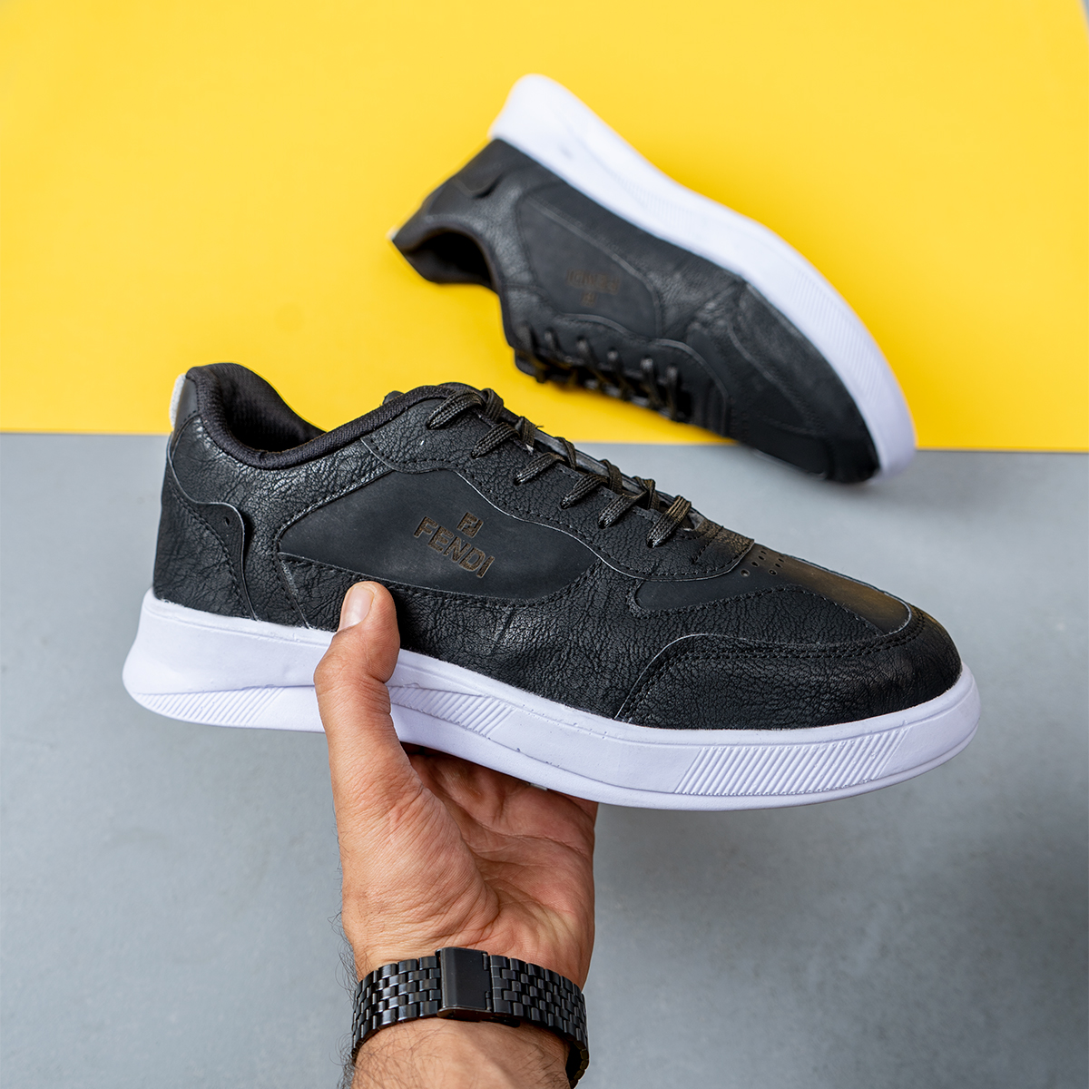 کفش فندی مشکی مردانه مدل Vidash