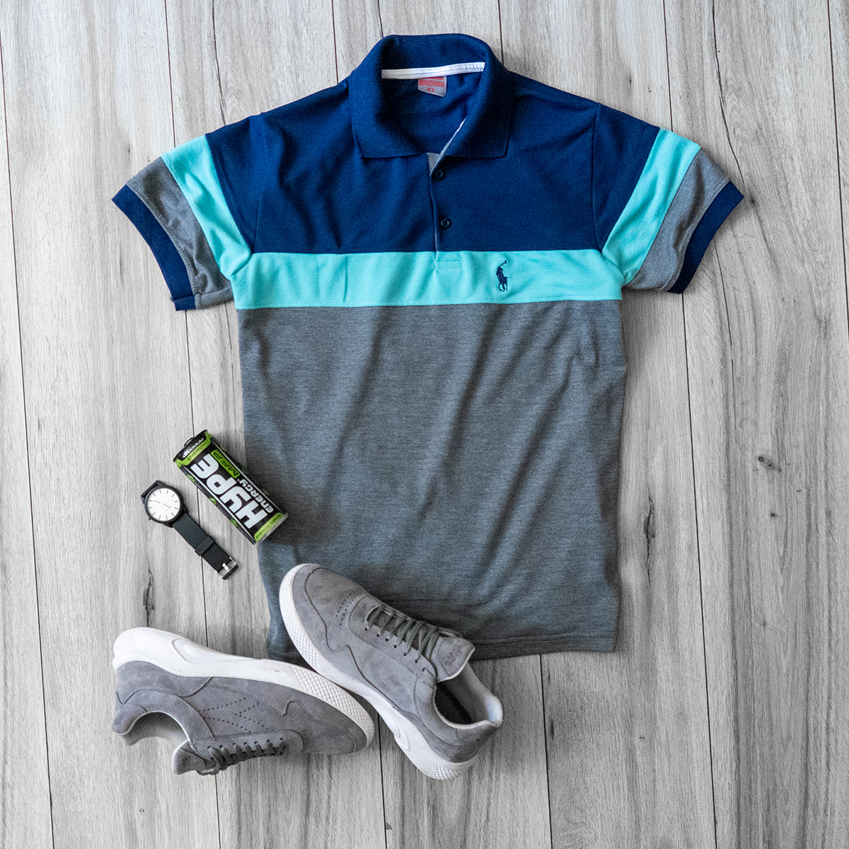 تيشرت مردانه رنگ طوسي سرمه اي مدل chian