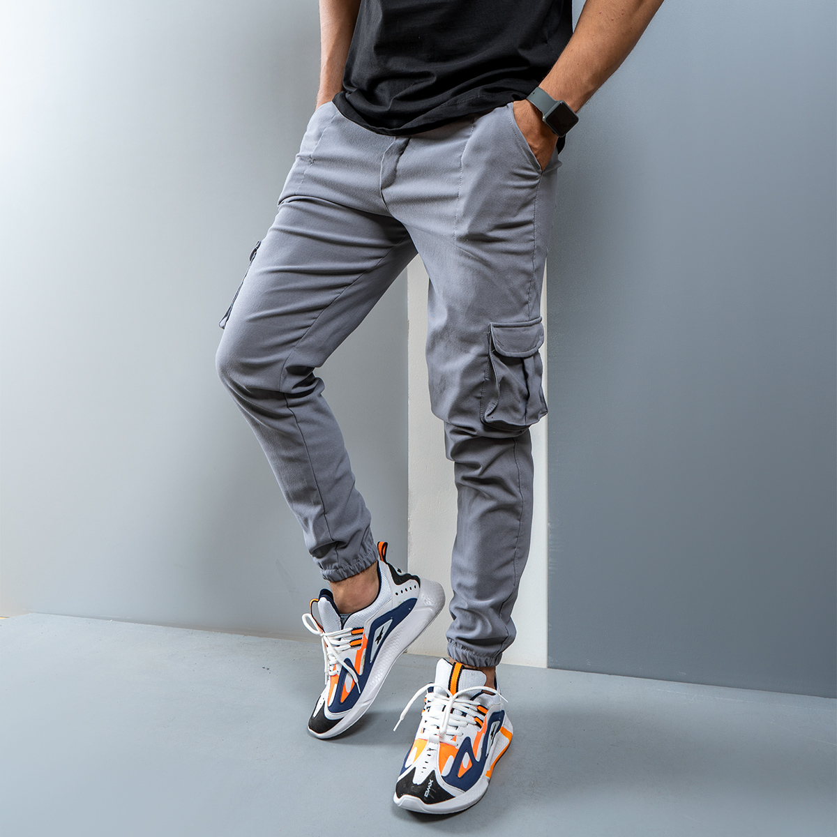 شلوار اسلش طوسی روشن مردانه مدل KOMBO