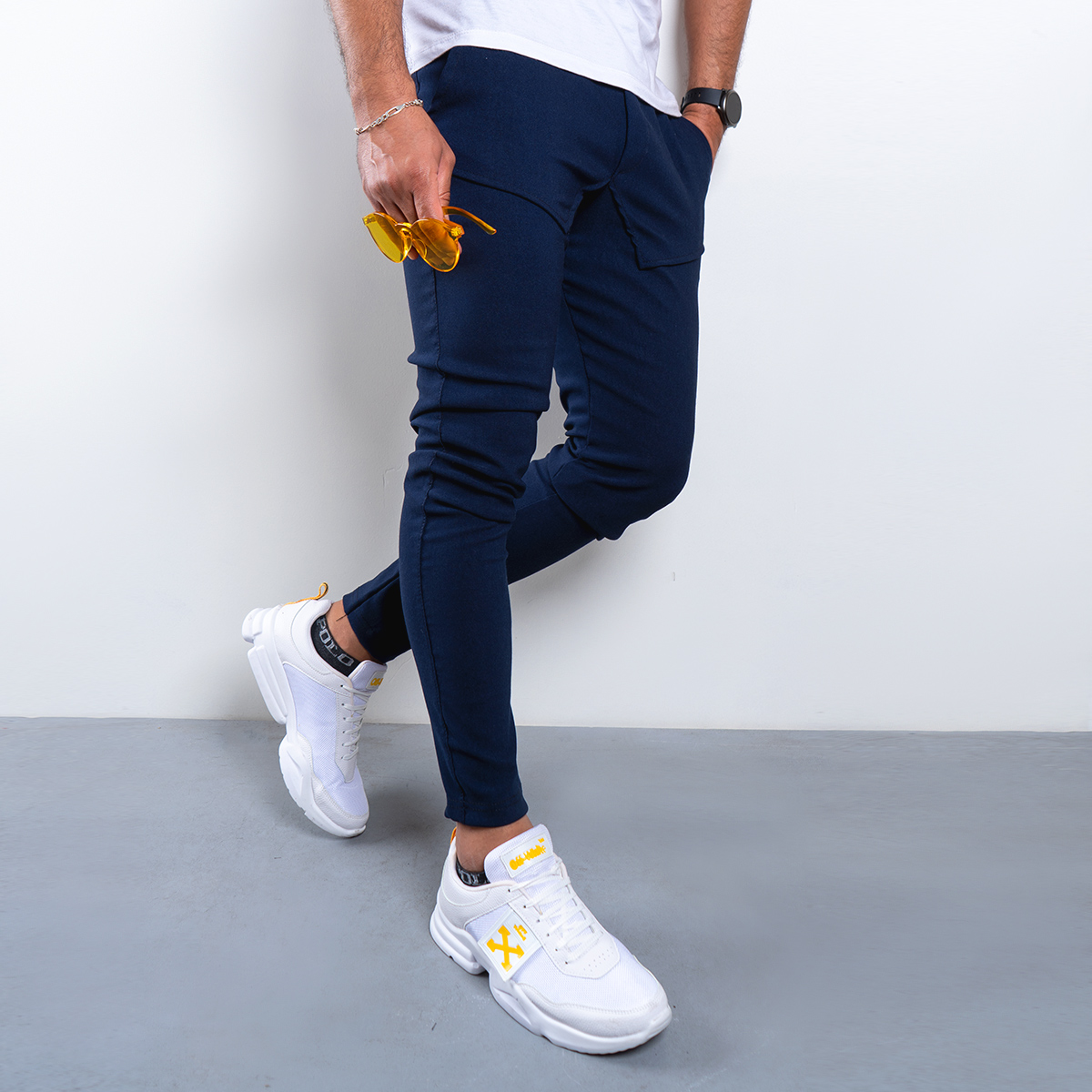 شلوار اسلش جیب دوبل مردانه سرمه ای مدل Nambi