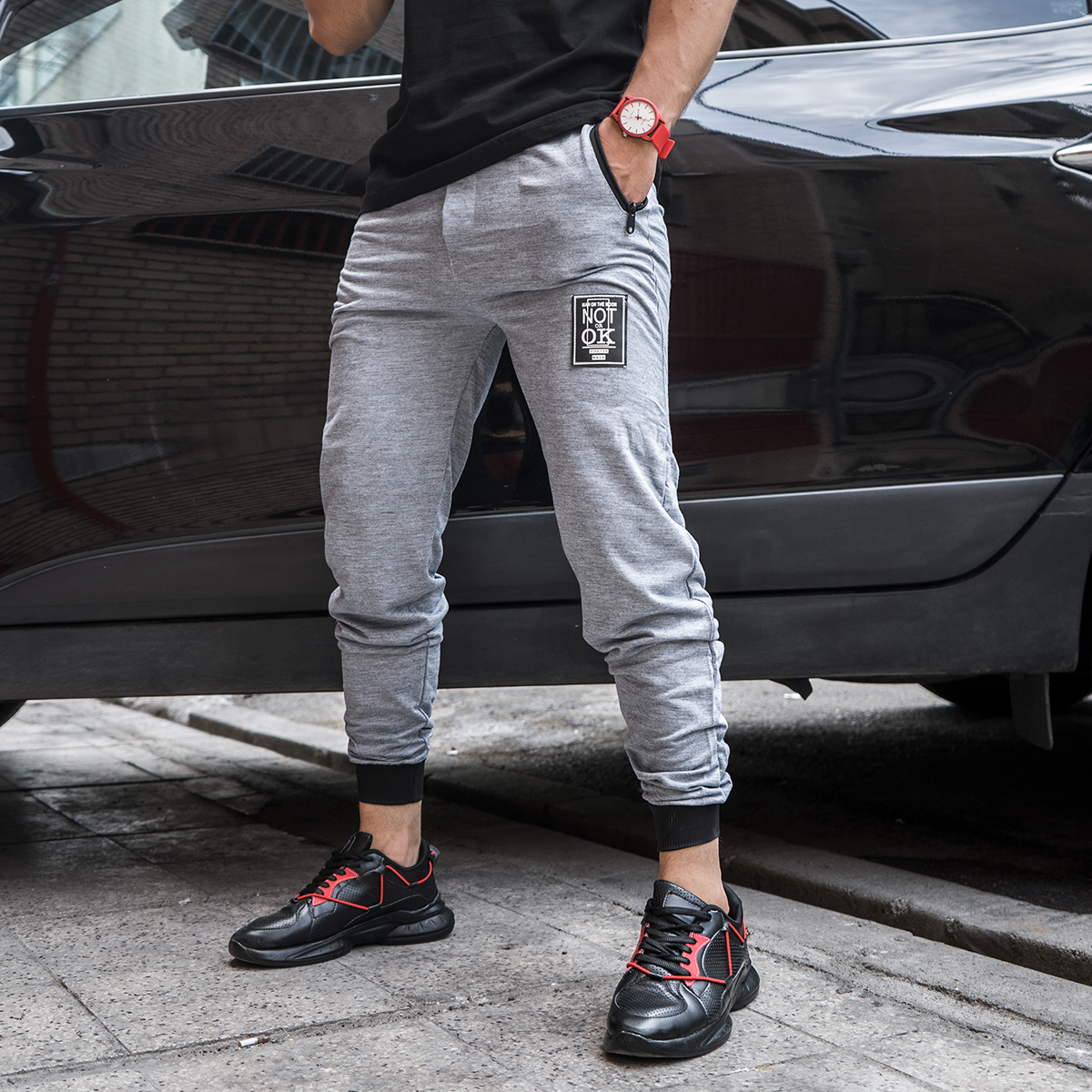 شلوار اسلش Not Ok مردانه طوسی روشن مدل Caren