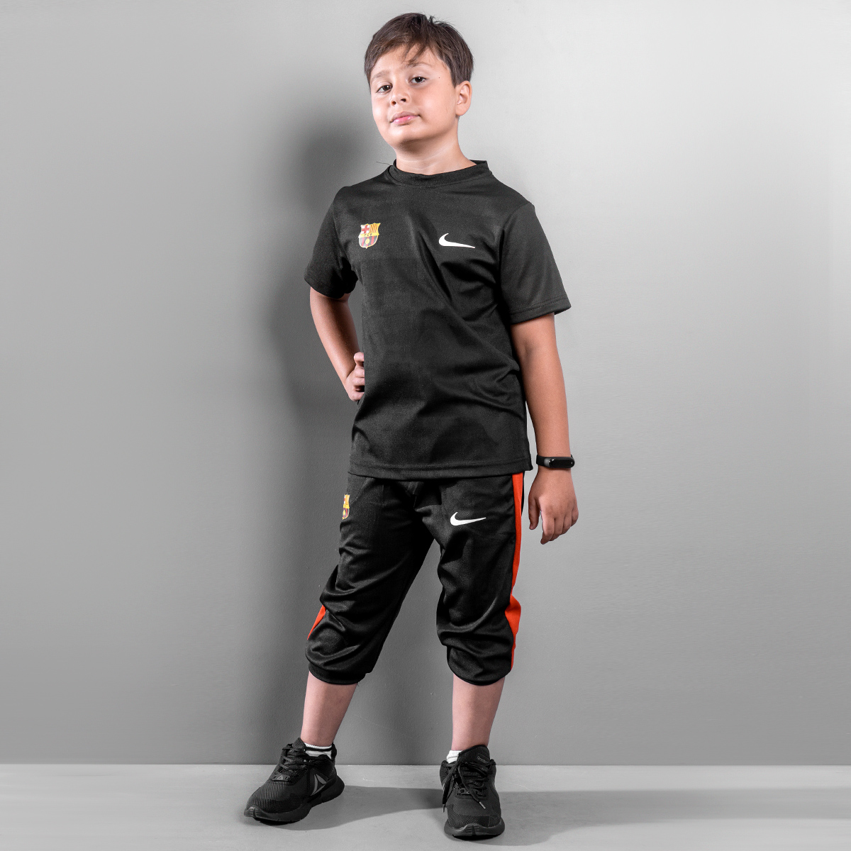 ست بچگانه تیشرت شلوارک بارسلونا مدل Z137