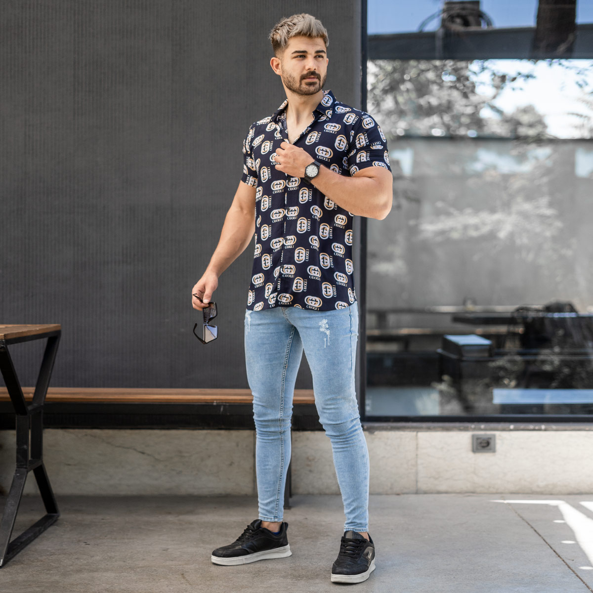 پیراهن هاوایی مردانه گوچی مدل Baten