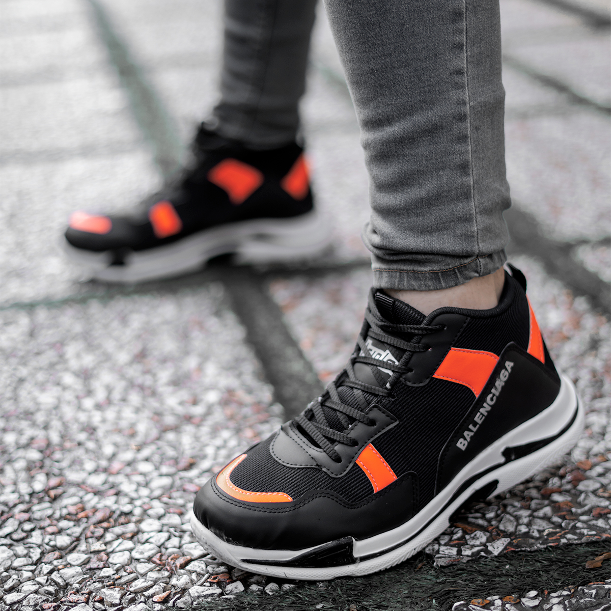کفش ورزشی ساقدار Balenciaga مردانه مشکی نارنجی مدلDiyan