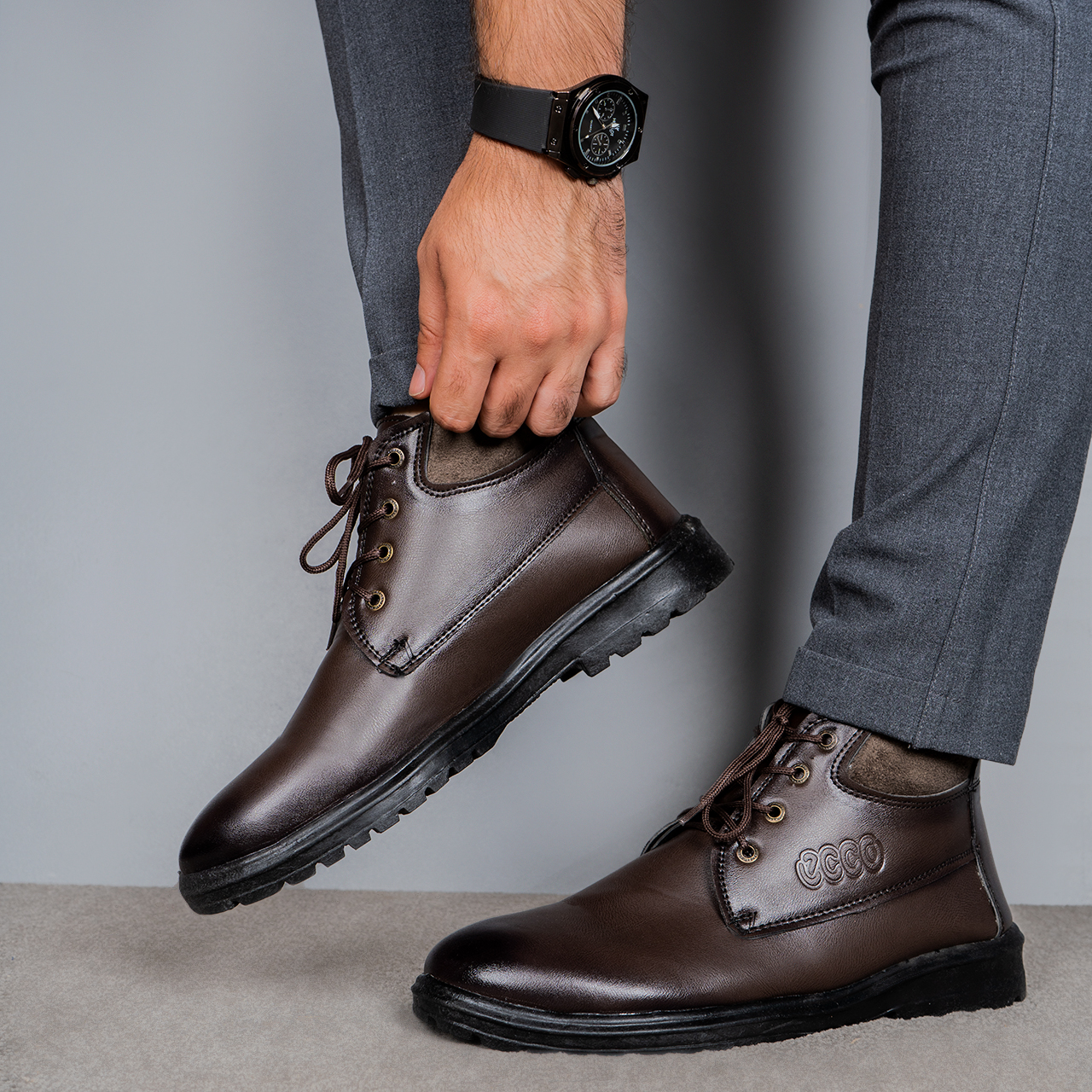 نیم بوت مردانه COCO قهوه ای مدلEmano