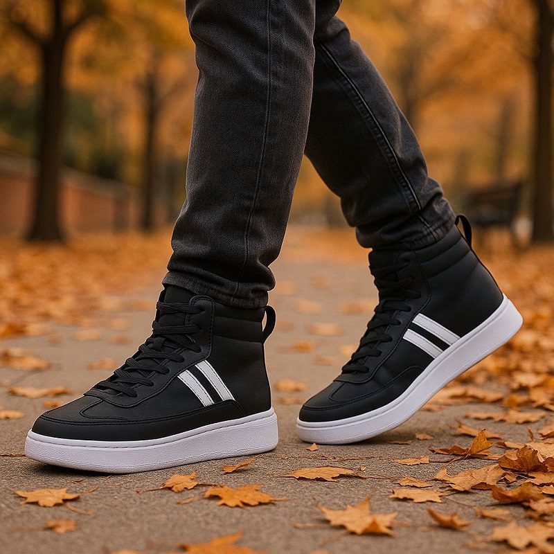 نیم بوت مردانه مشکی خطی سفید مدلMiler