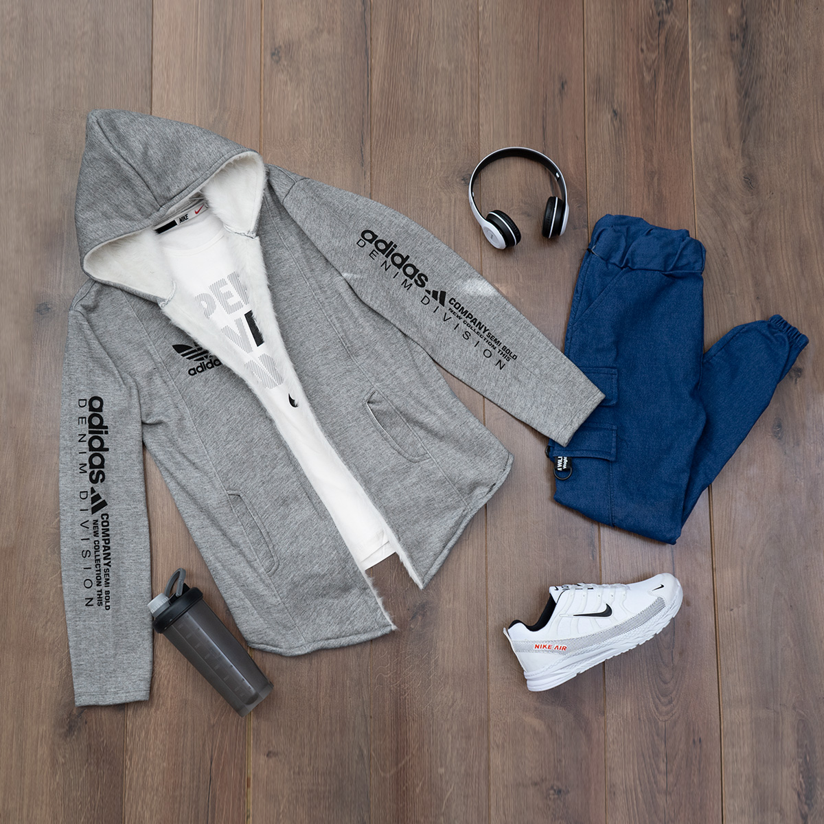 هودی Adidas مردانه طوسی روشن مدل Aran