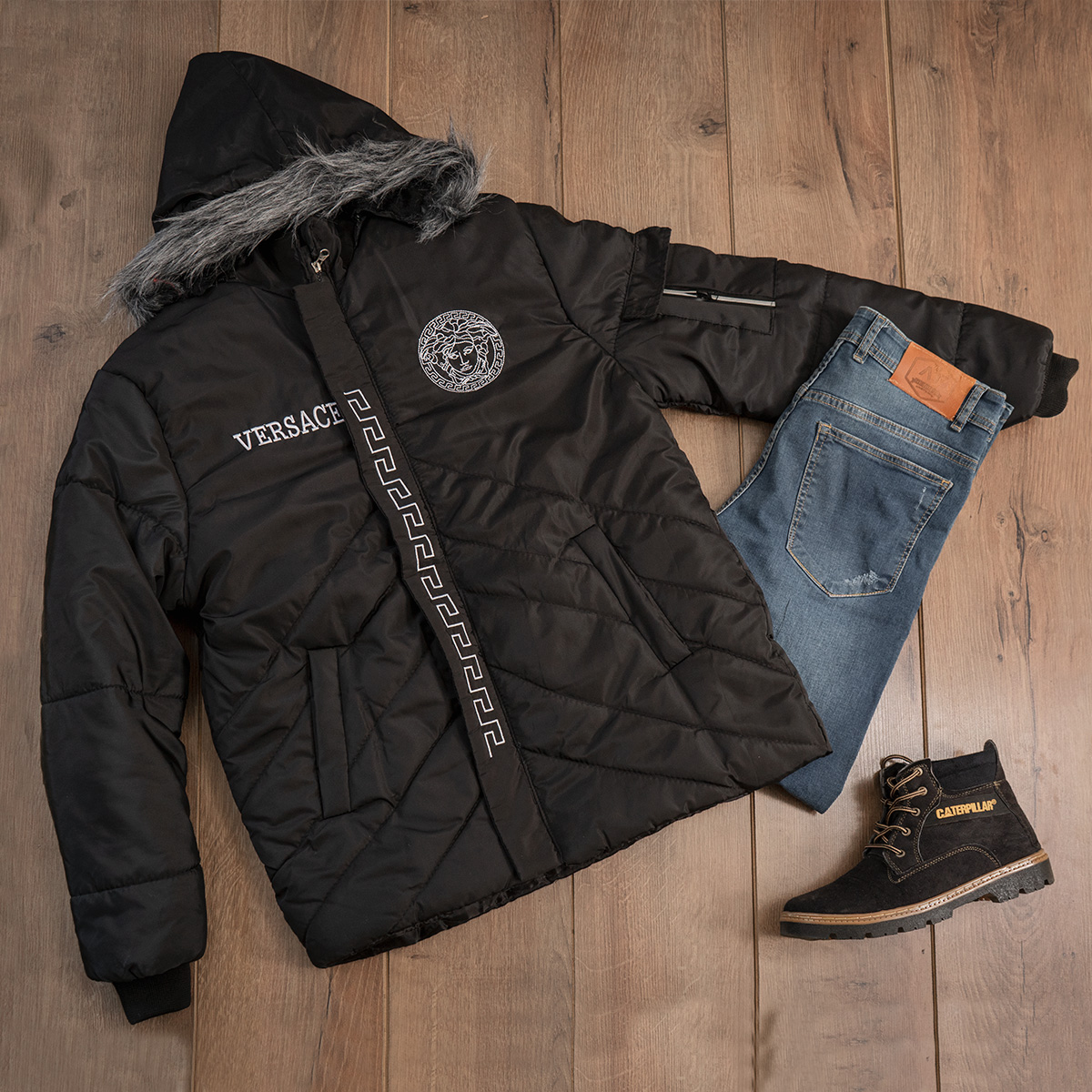 کاپشن مردانه مشکی مدل Versace