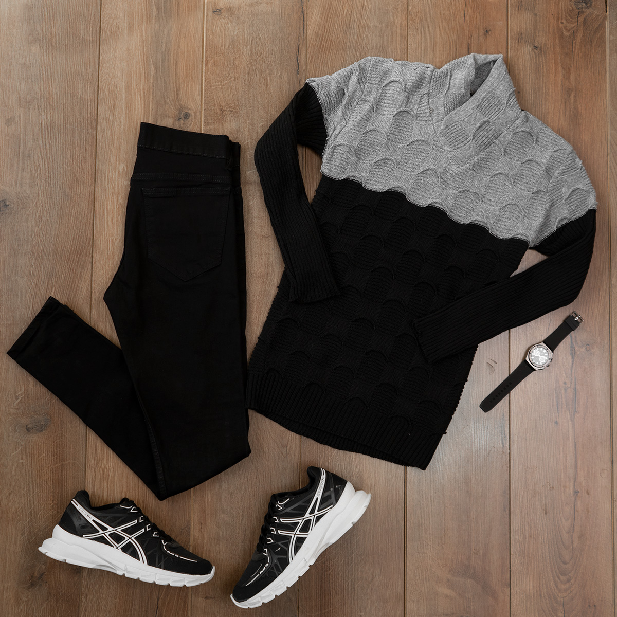 پلیور دورنگ طوسی مشکی مردانه مدلArkia