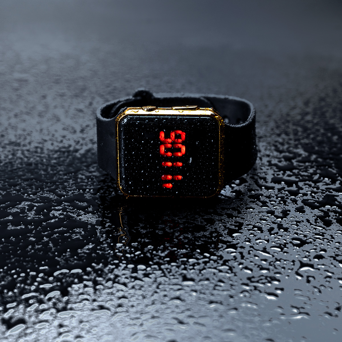 ساعت ال ای دی مشکی طلایی f450