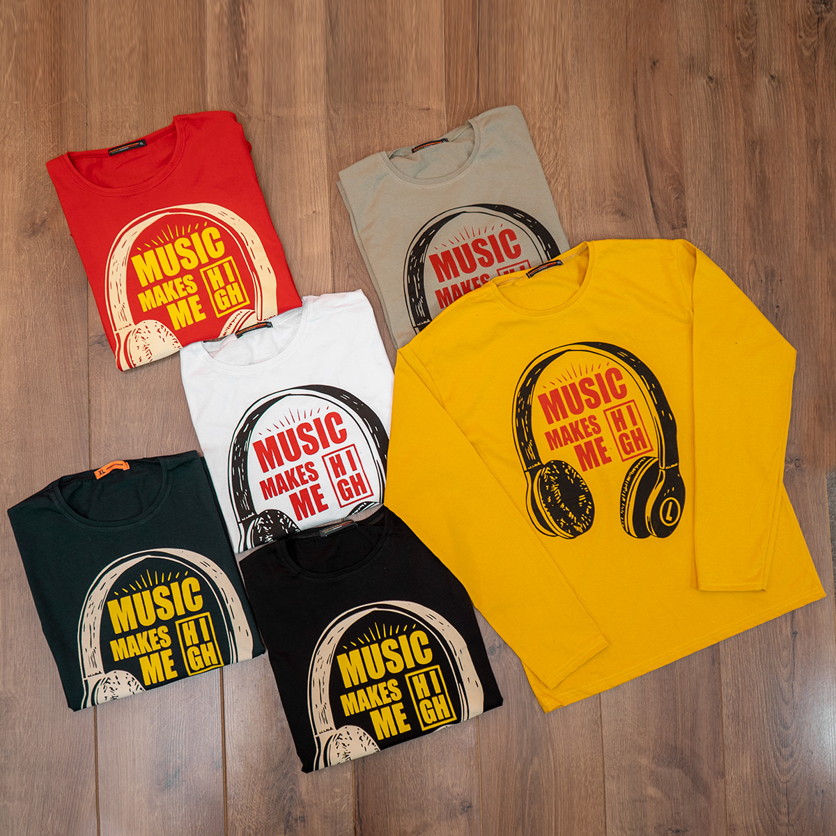 تیشرت آستین بلند مردانه طرح هدست مشکی مدل O22