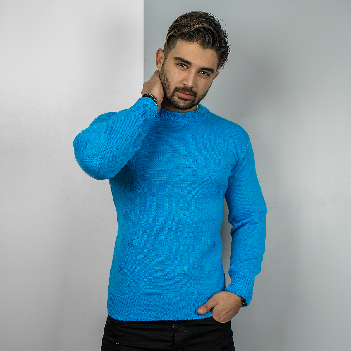 پلیور زاپ دار آبی مردانه مدلDeta