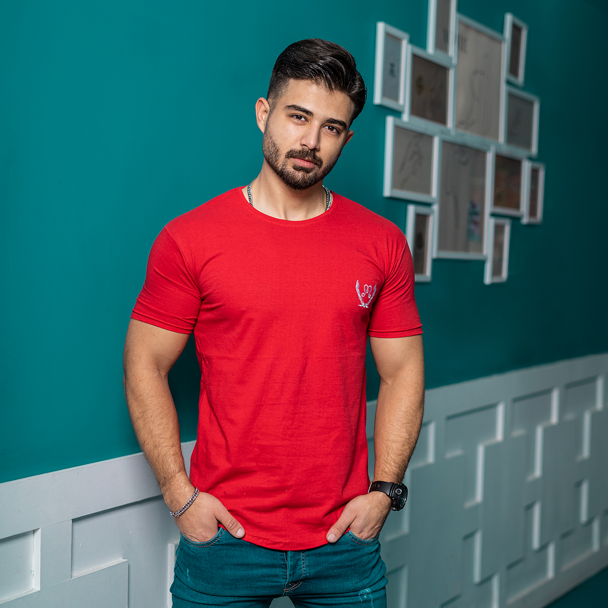 تیشرت مردانه قرمز مدل Maron
