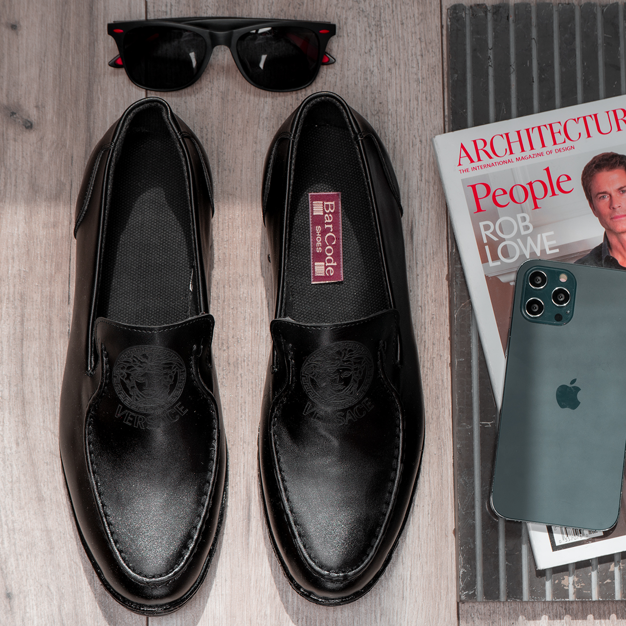 کفش کالج مردانه Versaceمشکی مدل Ramy