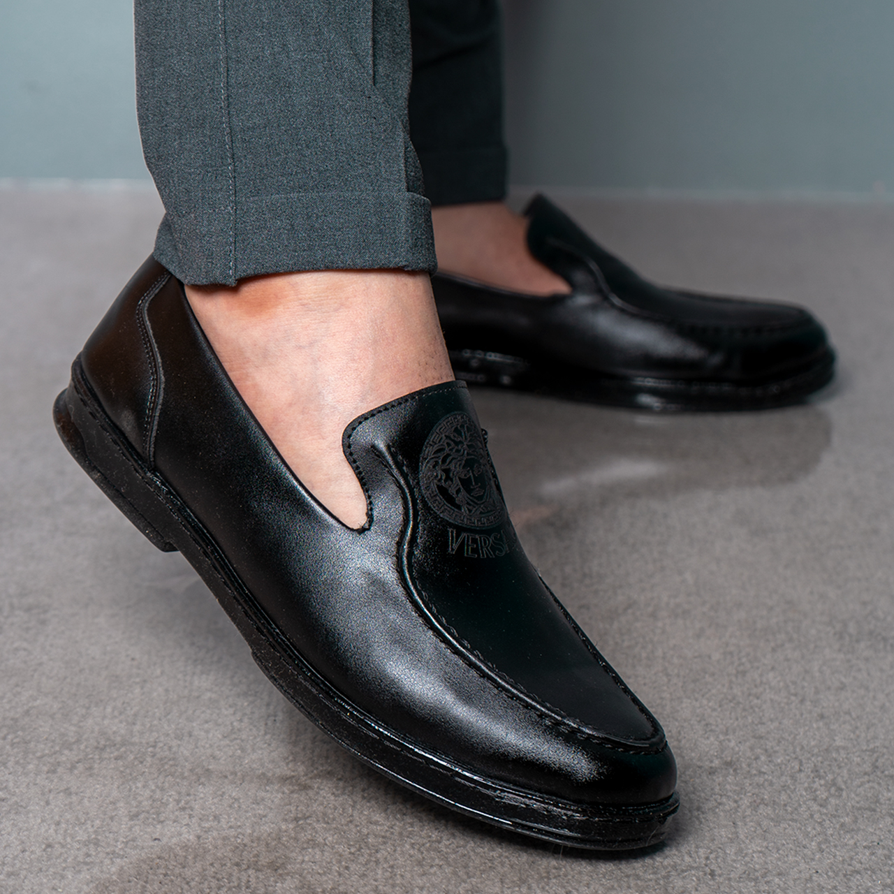 کفش کالج مردانه Versaceمشکی مدل Ramy