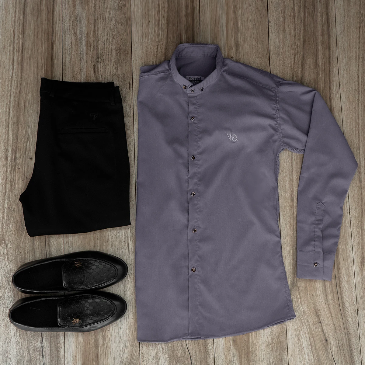 پیراهن مردانه طوسی تیره مدل VQ