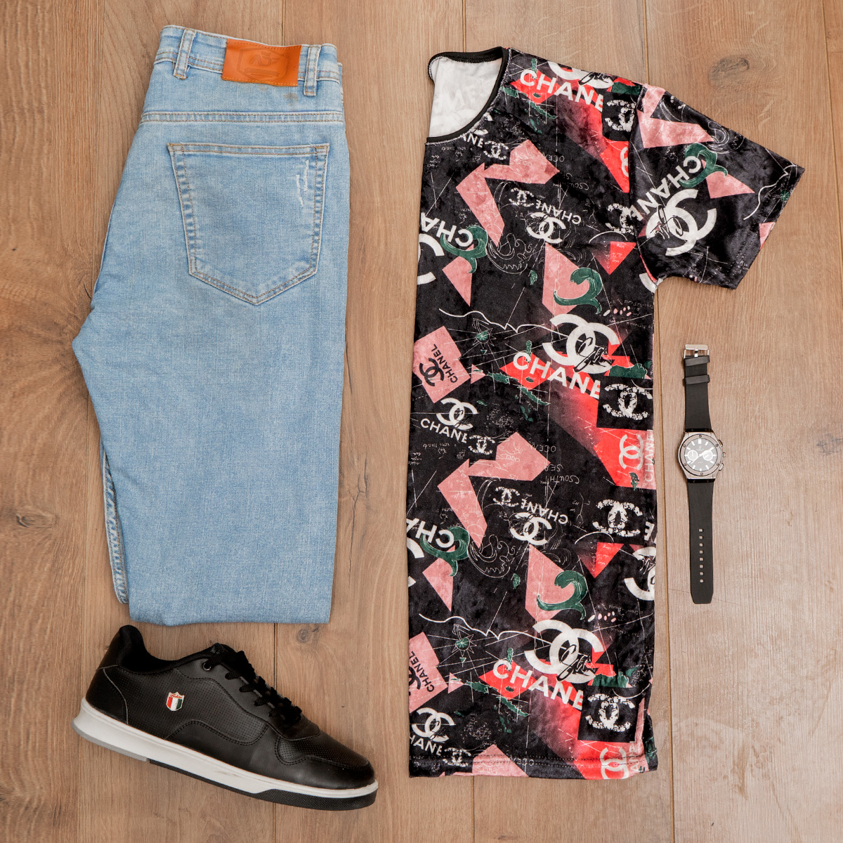 تیشرت مخمل مردانه مدل Chanel