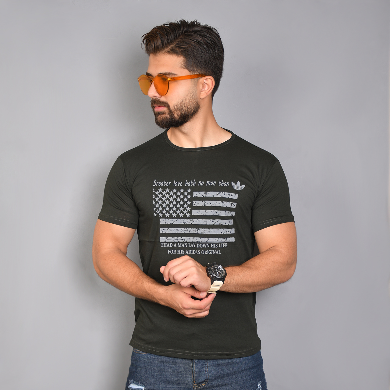 تیشرت مردانه سبز(T) مدل Amrika