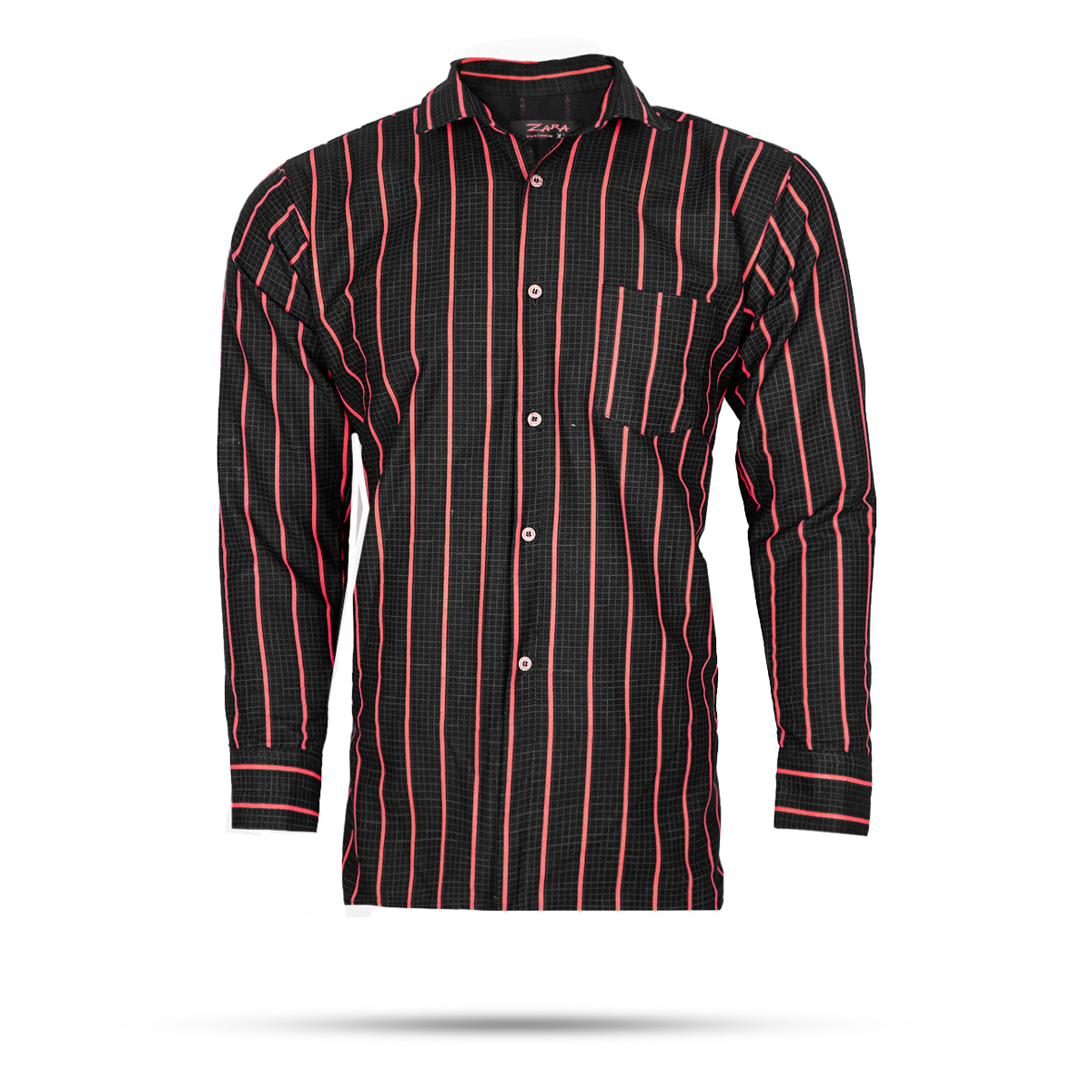 پیراهن مردانه(T) مشکی راه راه قرمز مدل Melvis