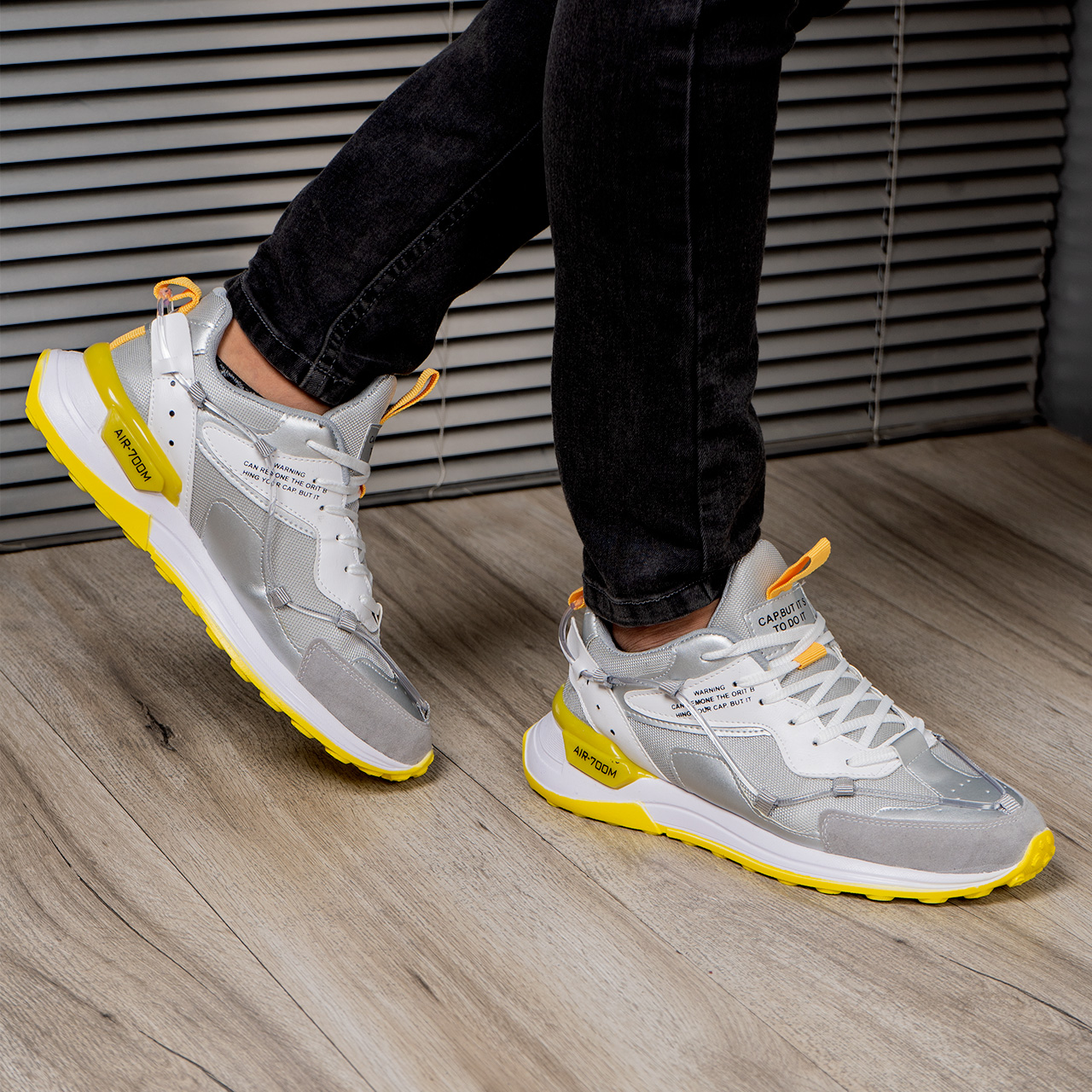 کفش ورزشی نایک طوسی زرد مردانه Zoom 700