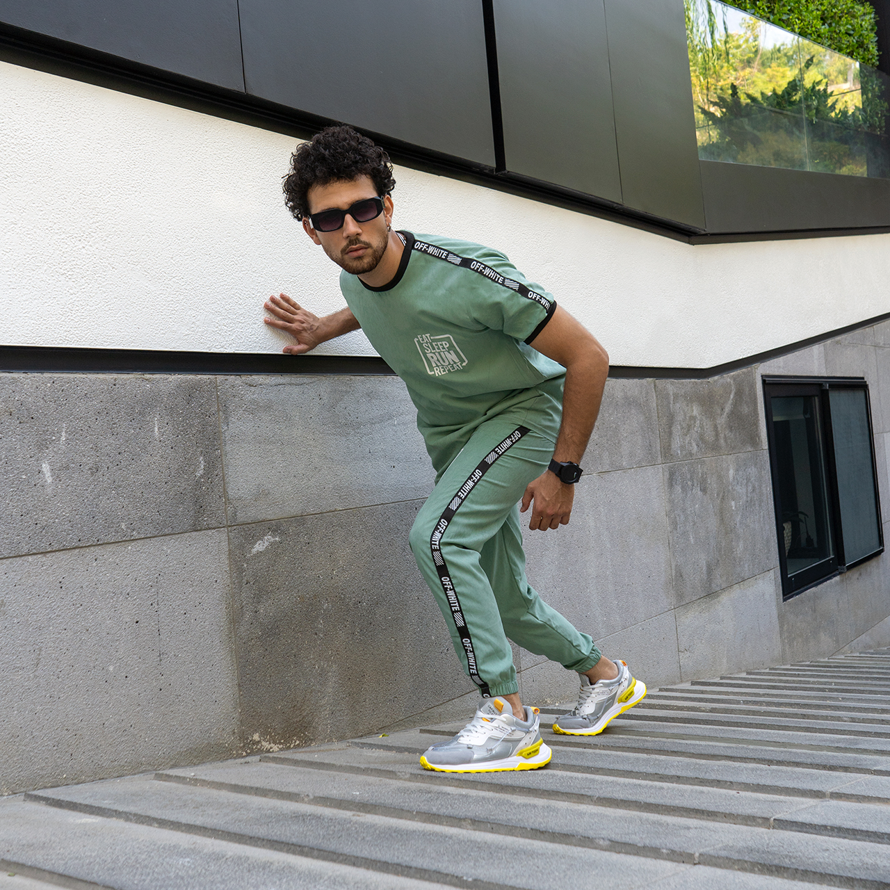 ست تیشرت شلوار مردانه سبز مدل Yamo