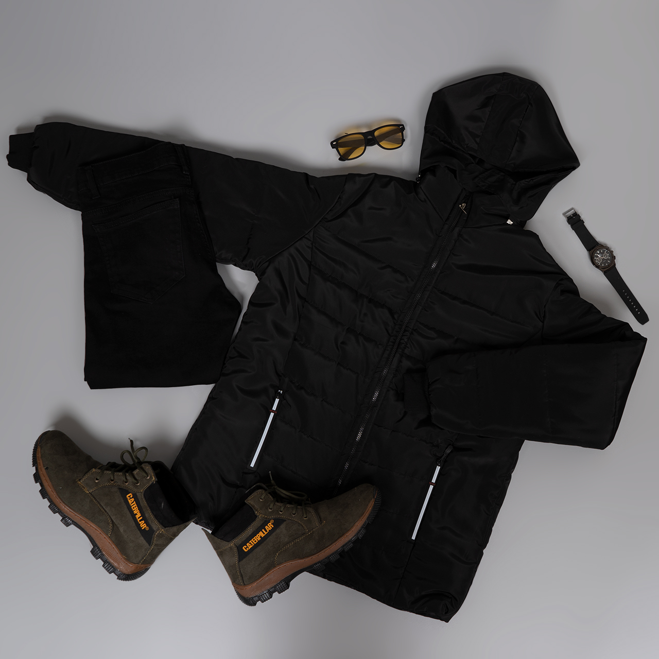 کاپشن مردانه ساده مشکی مدلAidin