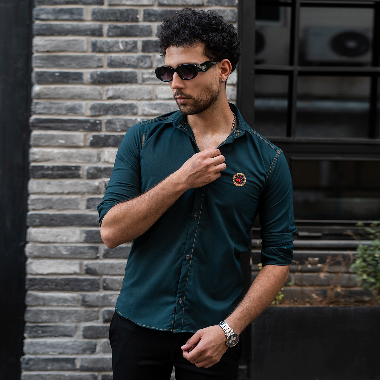 پیراهن مردانه سبز مدل Gabi