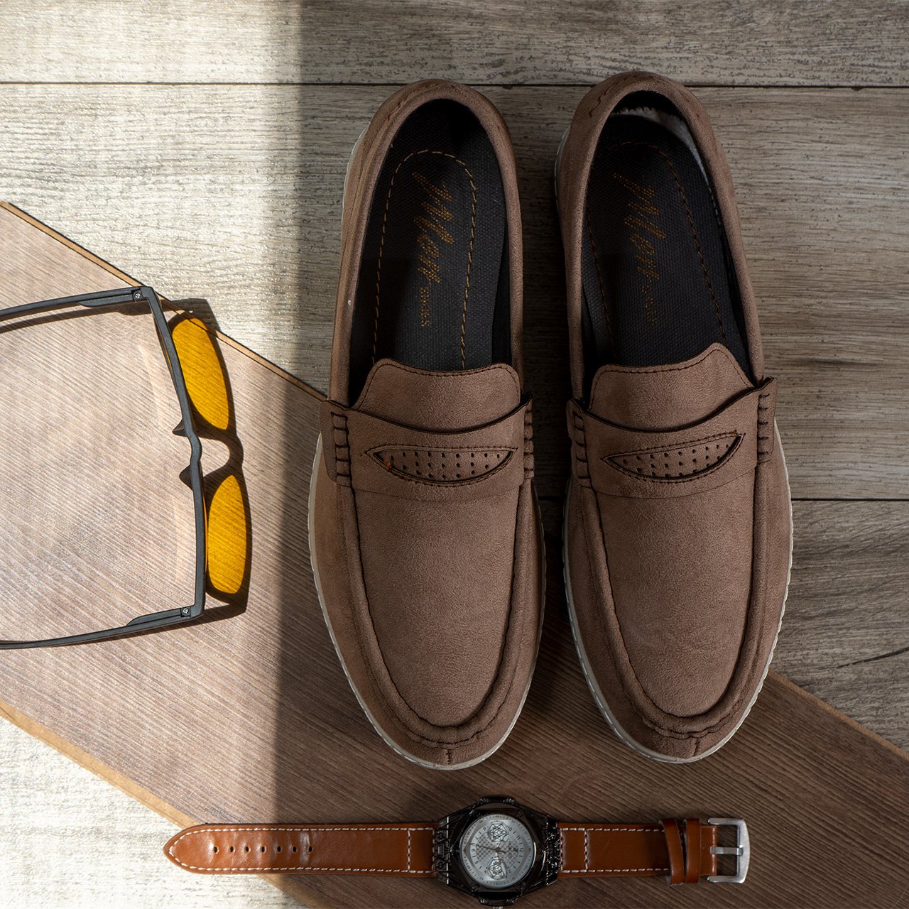 کفش کالج کرم مردانه مدل Aril