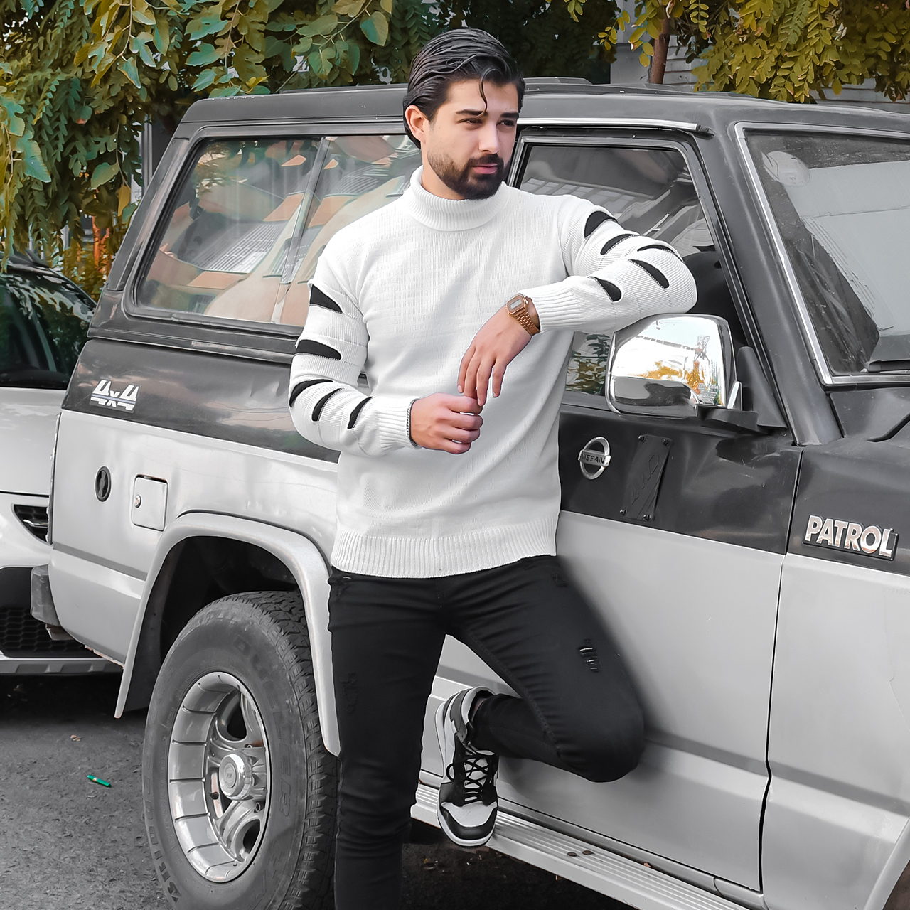 پلیوریقه اسکی سفید مشکی مردانه مدلQ10