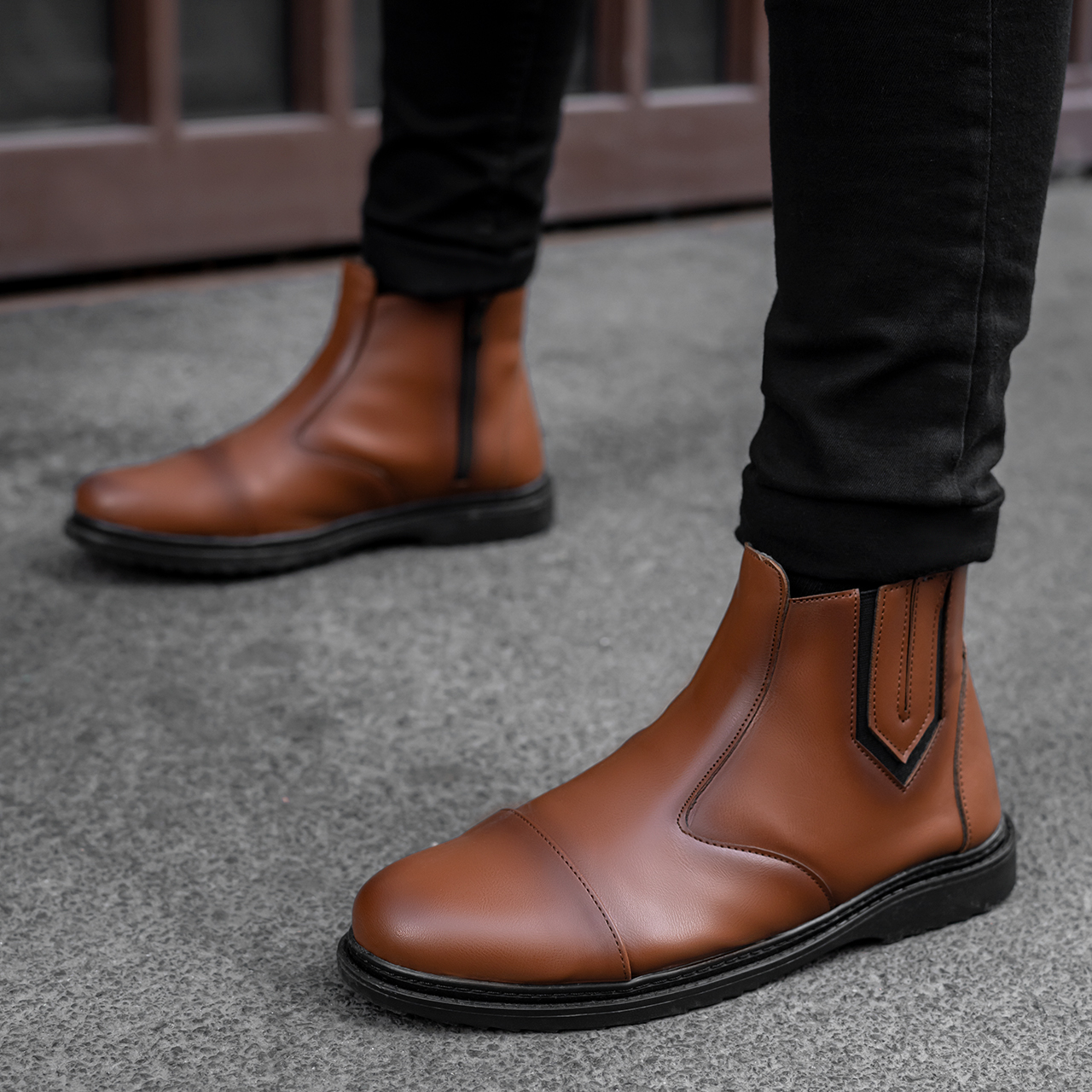 نیم بوت مردانه عسلی مدل Argan