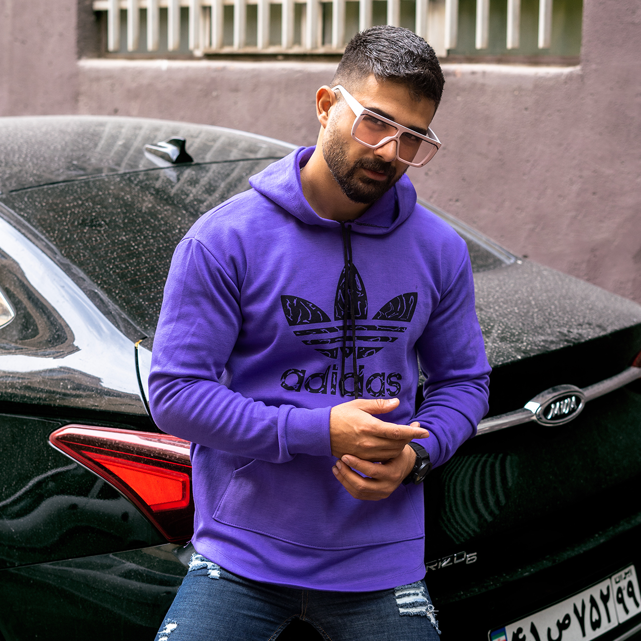 هودی Adidas مردانه بنفش مدلQs