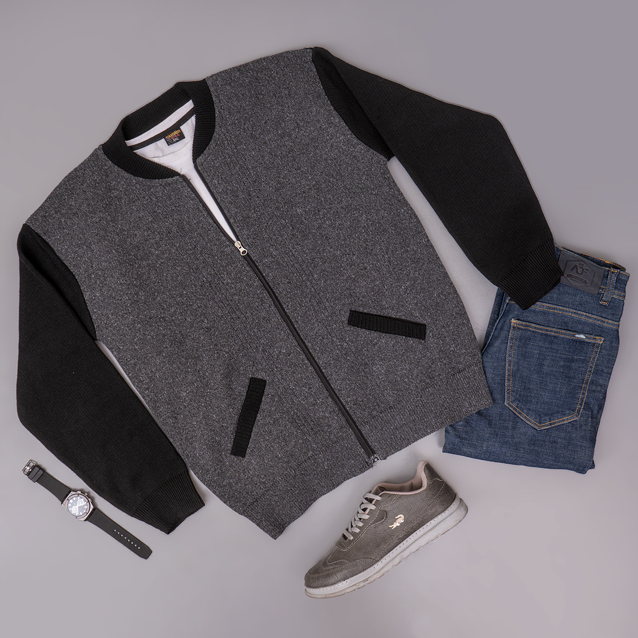 سوییشرت مردانه طوسی تیره مدل salar