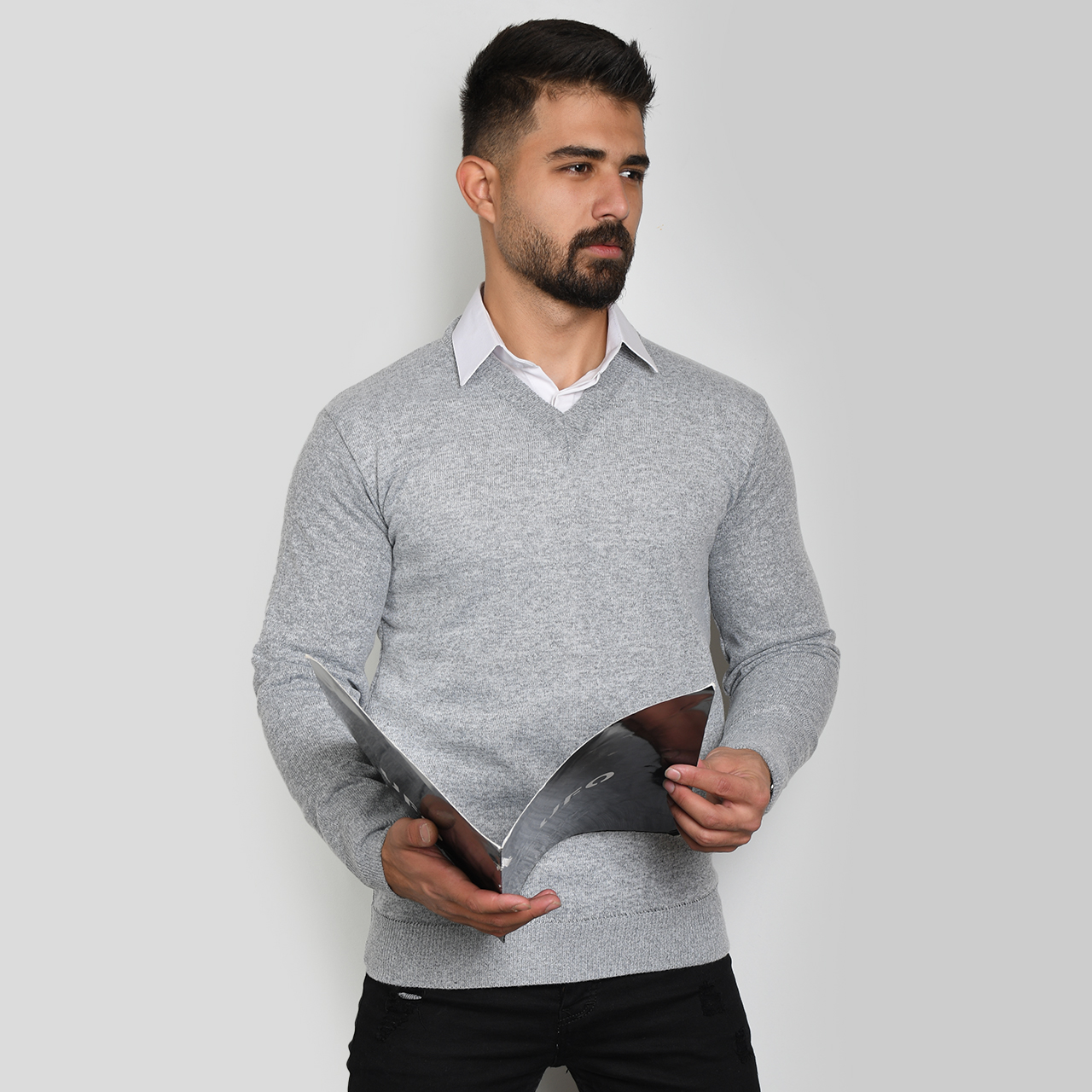 بافت مردانه طوسی روشن مدل Sorosh