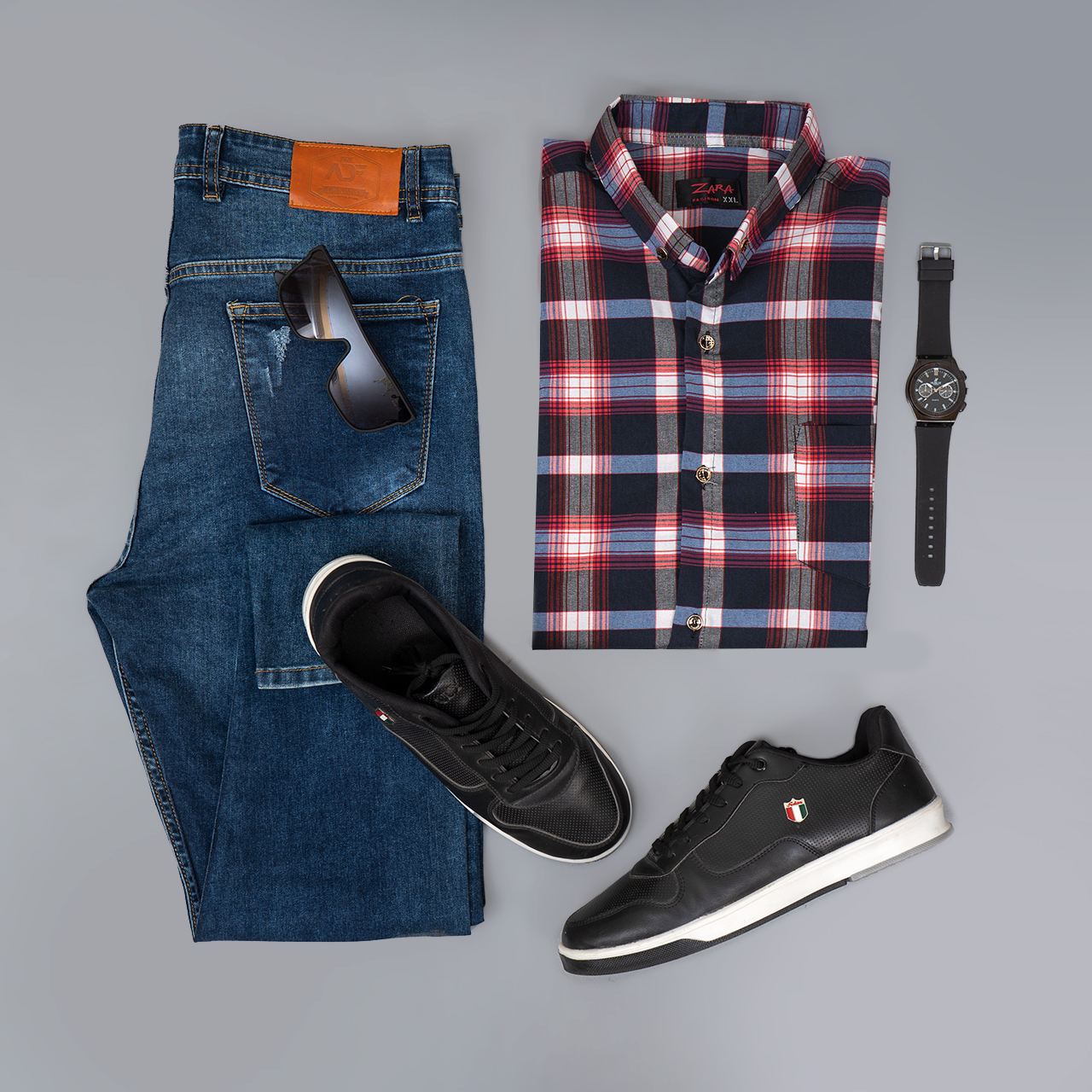 پیراهن مردانه سرمه ای قرمز مدل Redi