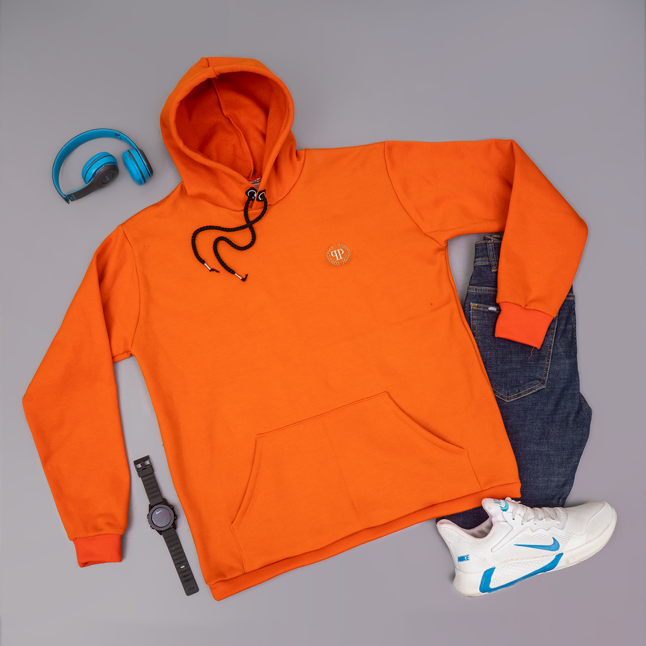 هودی مردانه نارنجی مدل Zanko