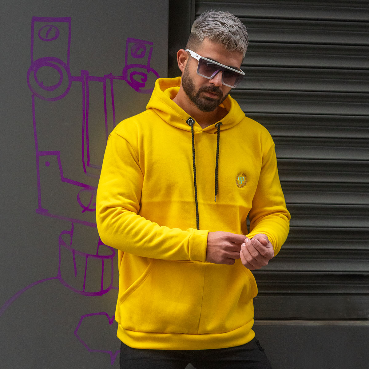 هودی مردانه زرد مدل Zanko