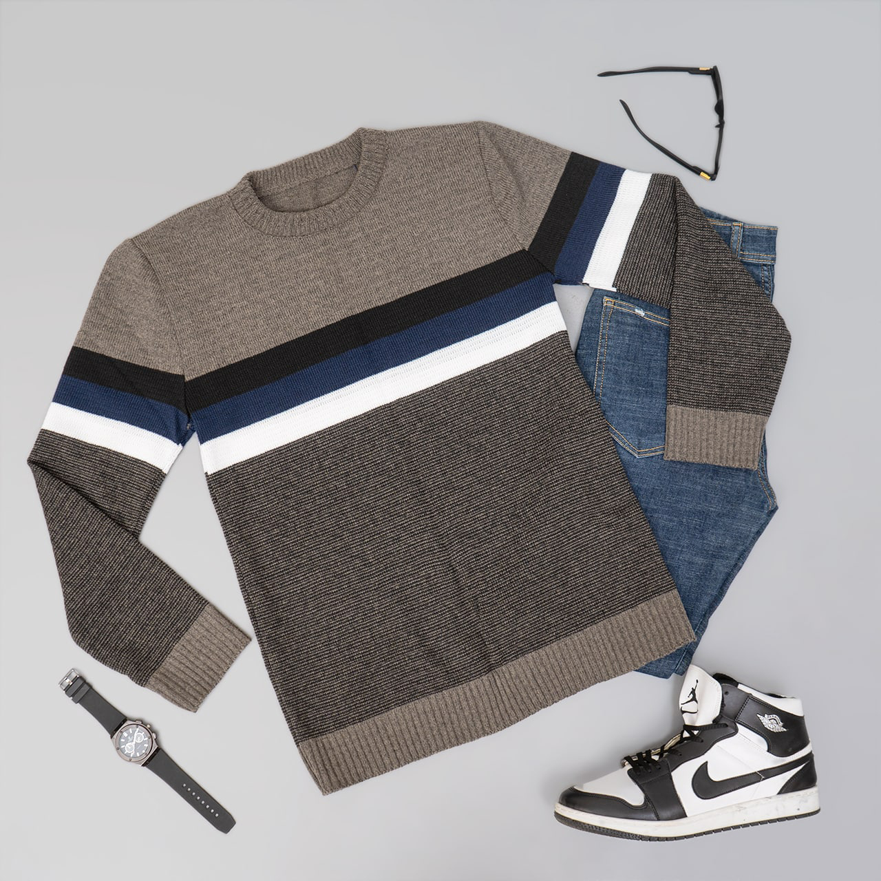 پلیور مردانه خاکی مدل MISHA