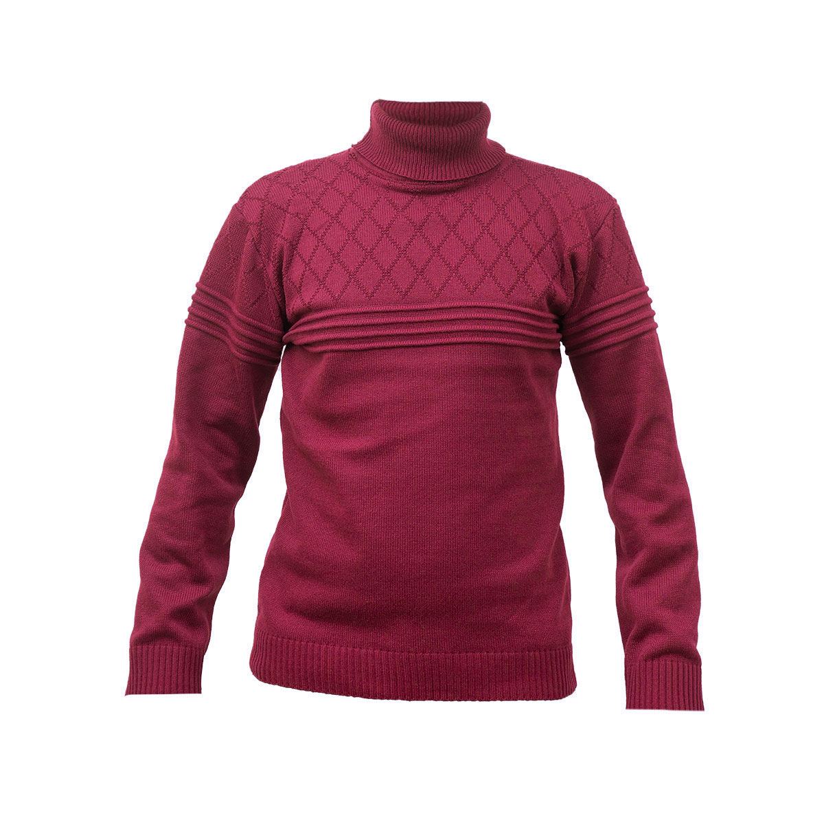 پلیور مردانه زرشکی طرح لوزی مدل Havash