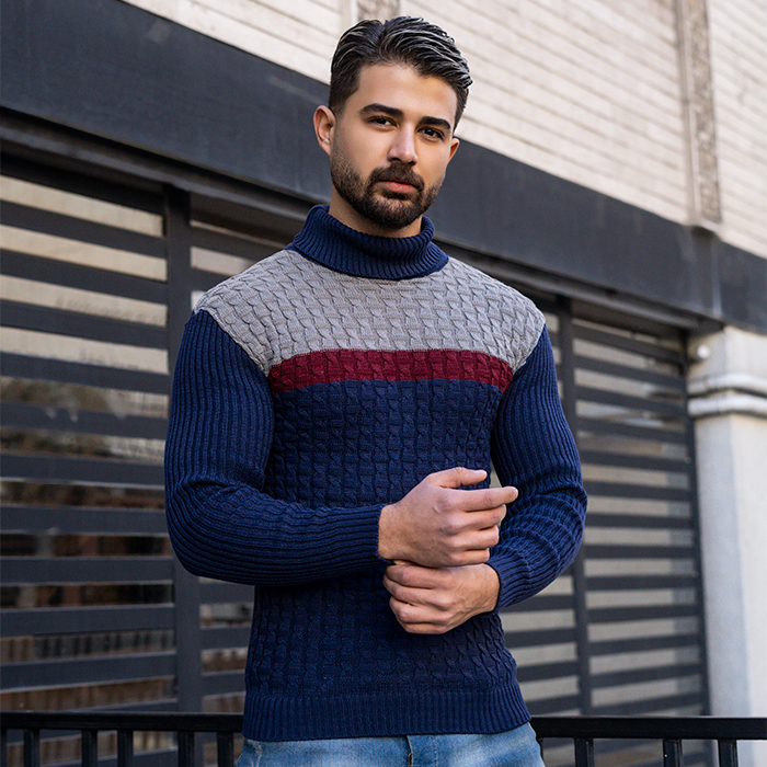 پلیور مردانه طوسی سرمه ای مدل Keto
