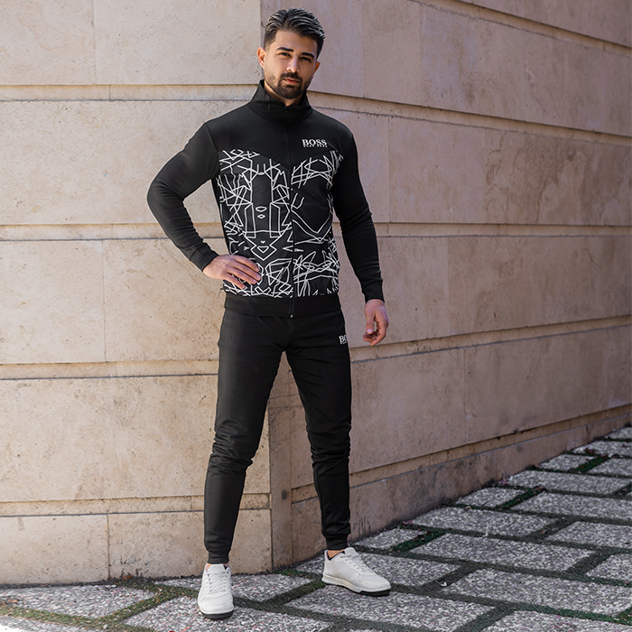 ست سوییشرت شلوار مردانه طرح خط خطی مدل Boss