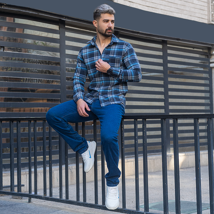 پیراهن مردانه آبی سرمه ای مدل ahora