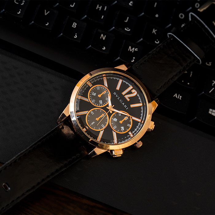 ساعت مچی مشکی طلایی مردانه مدل Bvlgari