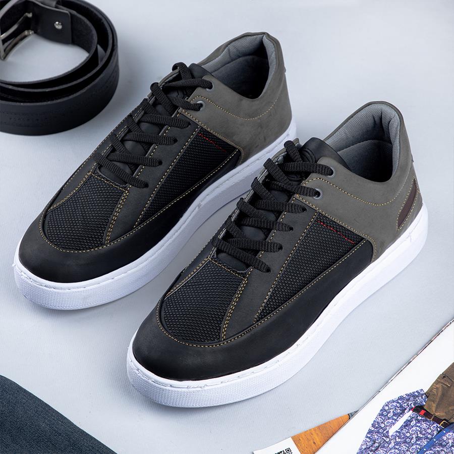 کفش تخت مردانه طوسی مشکی مدل Salin