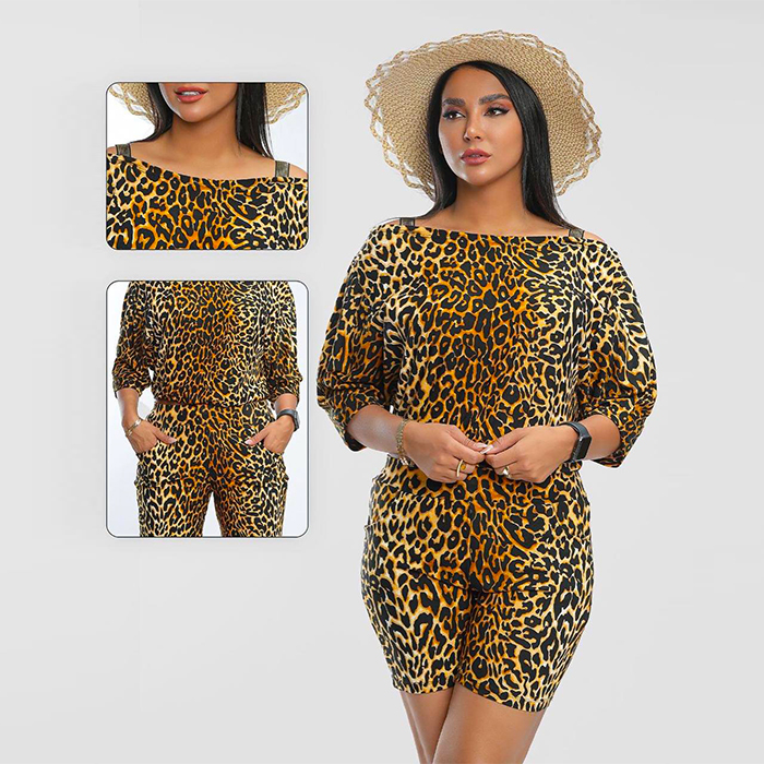 ست تیشرت شلوار پلنگی زنانه مدل Avina