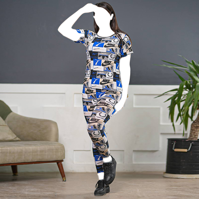 ست تیشرت شلوار Nike دخترانه آبی مدل viana