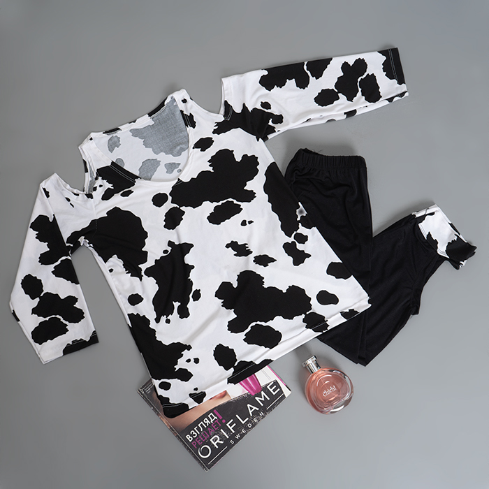 ست دخترانه تیشرت شلوارک طرح گاو مدل Sevin